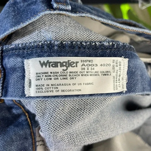 Wrangler Jeans 36x33 Blue Pants 936 Cowboy Western‎ Faded Denim Tag 36x34 B849 - Picture 7 of 14